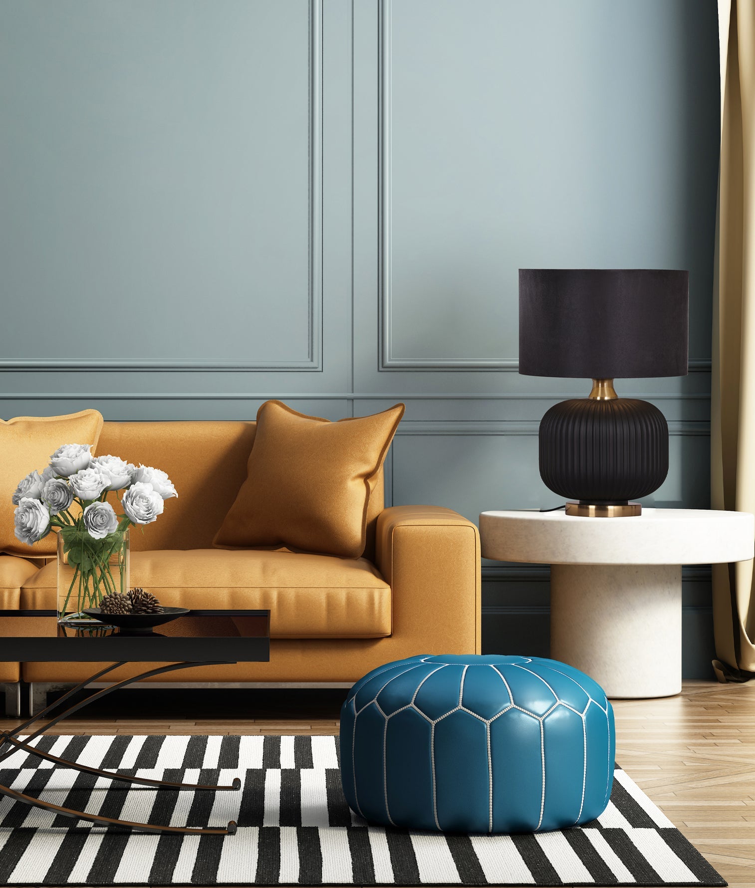 Lusso Table Lamp Black Base With Black Shade - LUSSO-T1