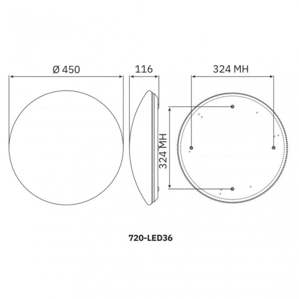 Buy Oyster Lights Australia Luna Oyster Light 36W White 4000K - 720-LED36