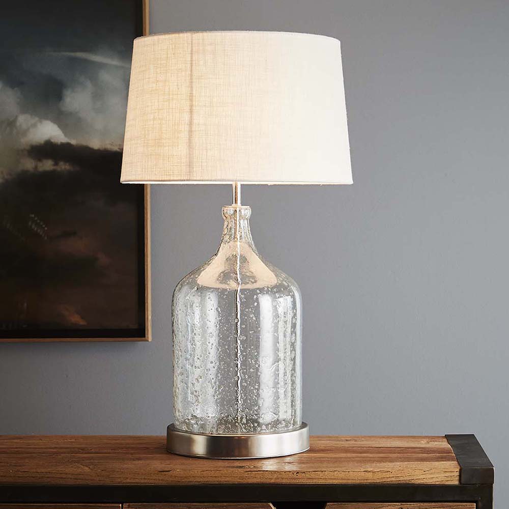 Lustre Flagon 1 Light Stone Effect Glass Table Lamp Base Only - Clear - ZAF14114A