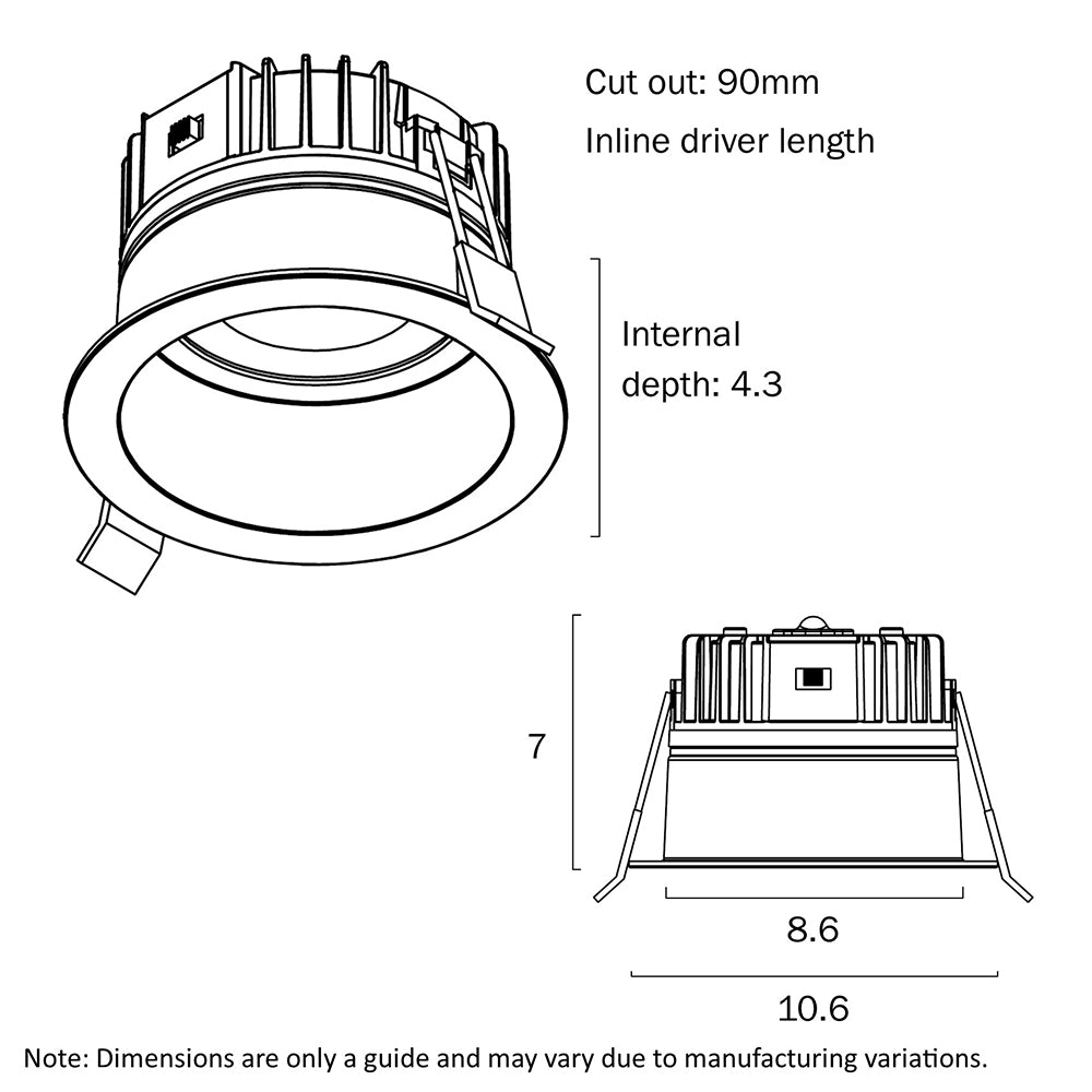 Buy Recessed LED Downlights Australia MACRO Recessed LED Downlight White Polycarbonate 3CCT - MACRO DL105-WH3C