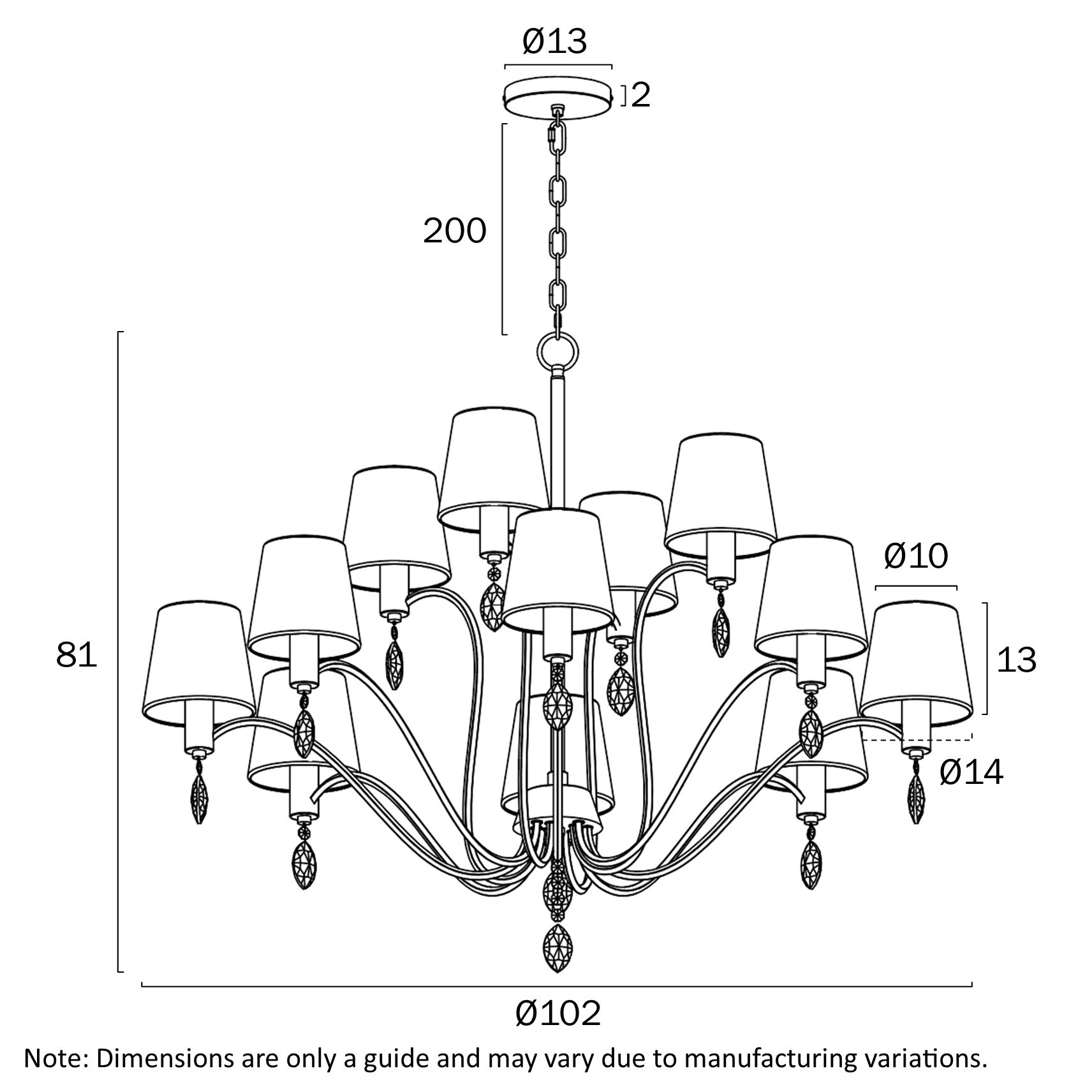 Malvern 12 Light Pendant Antique Silver - MALVERN PE12-AS