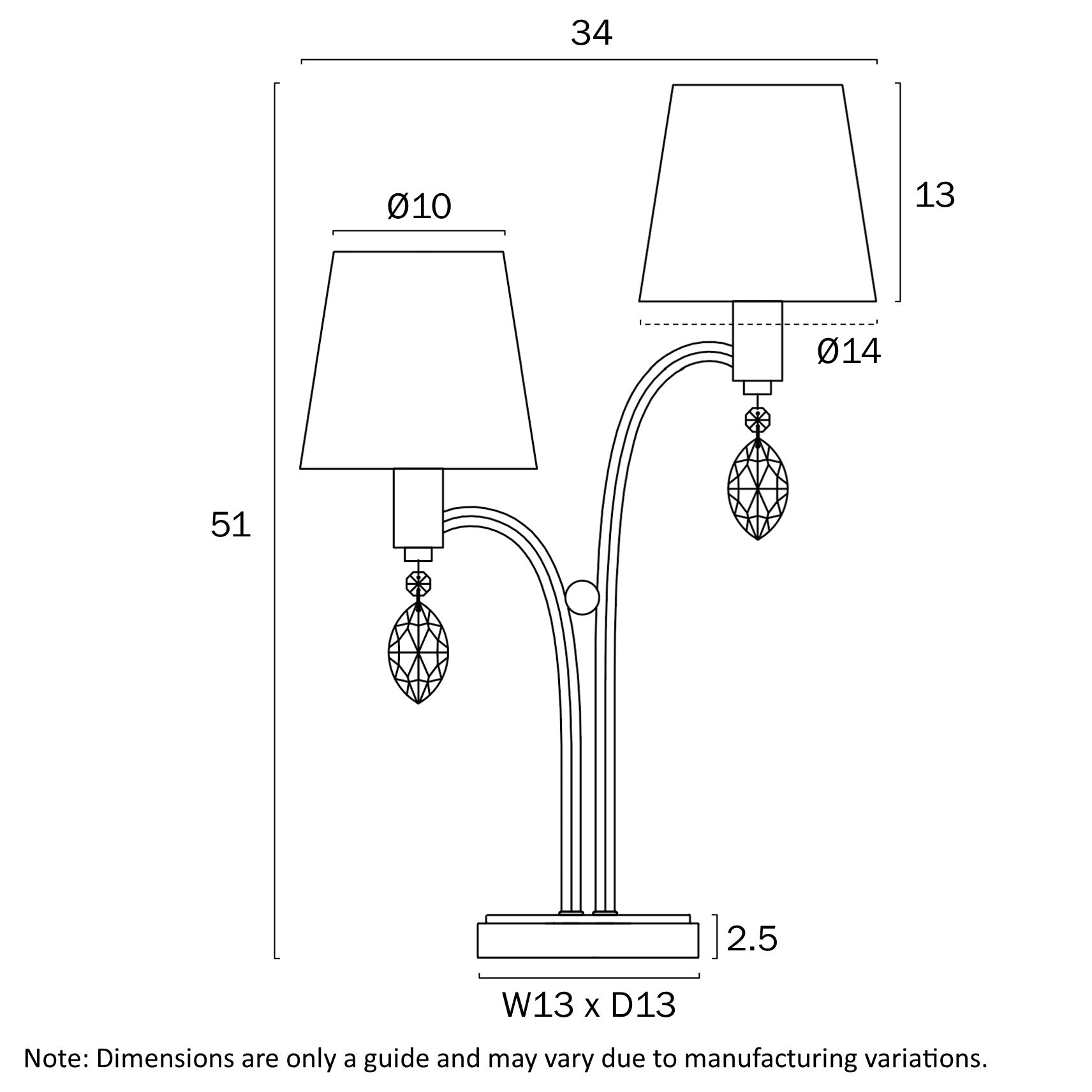 Malvern 2 Light Table Lamp Antique Silver - MALVERN TL2-AS