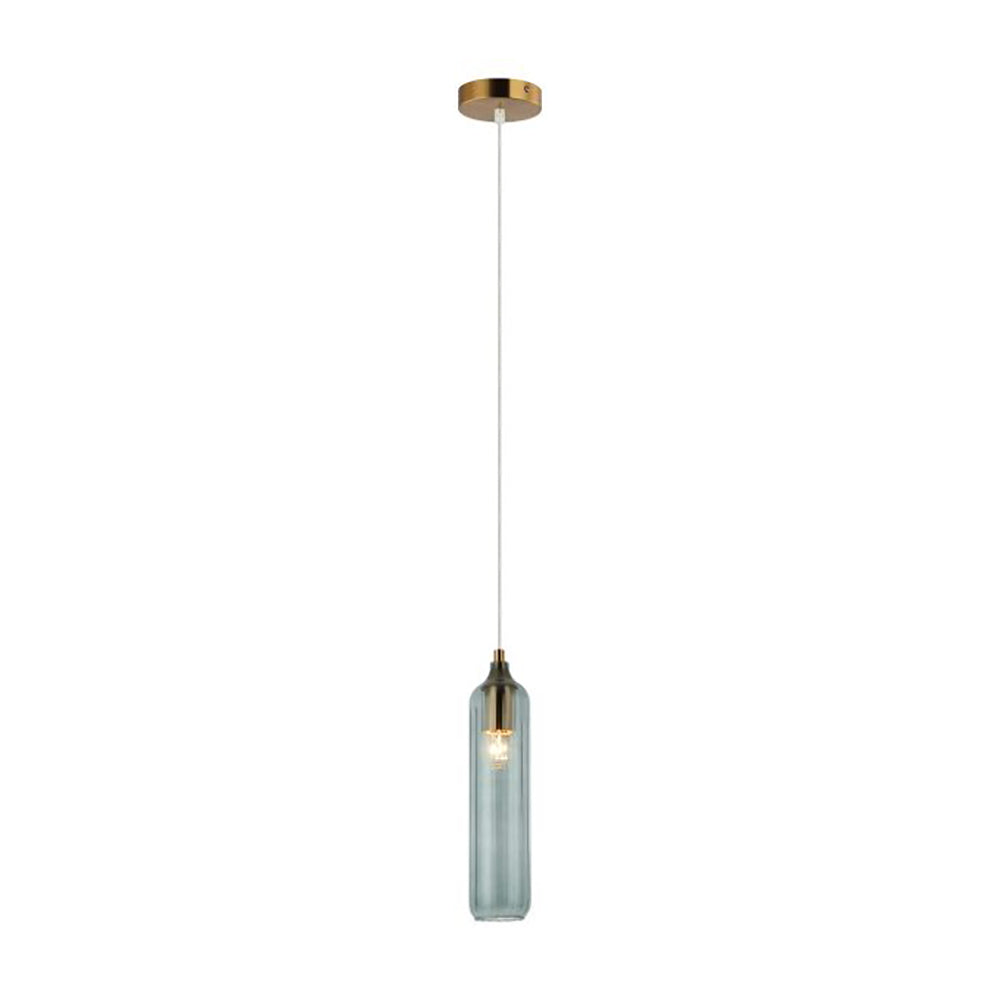 Buy Pendant Lights Australia Mange Pendant Light Cylinder Blue Glass - MANGA3