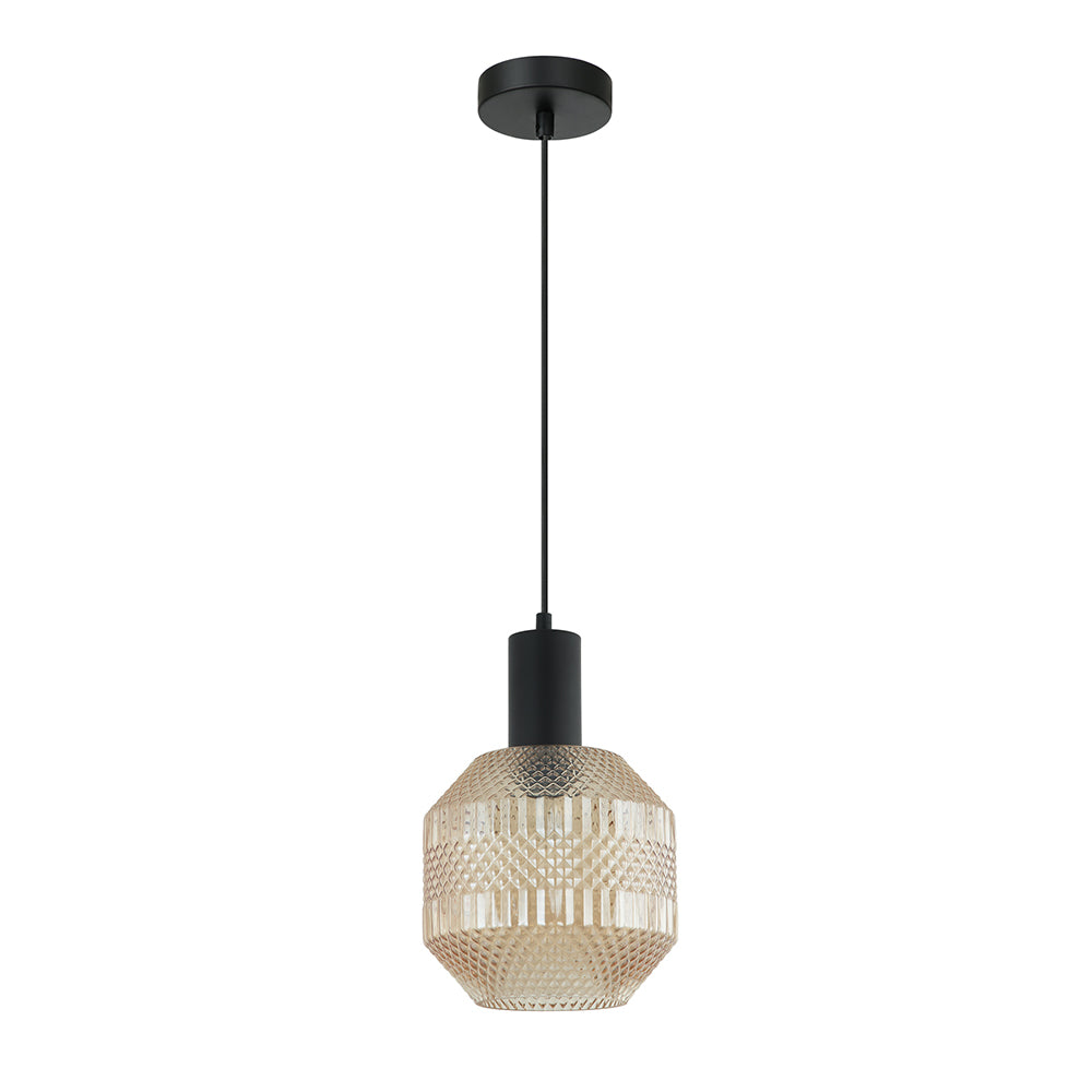 Buy Pendant Lights Australia Interior Glass Jar With Quadrilateral Segment 1 Light Pendant Amber - MARACA3