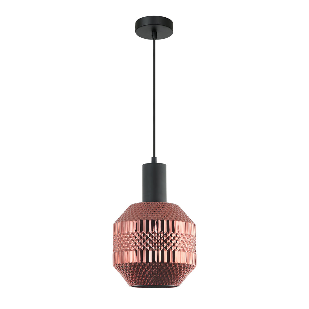 Buy Pendant Lights Australia Interior Glass Jar With Quadrilateral Segment 1 Light Pendant Copper - MARACA4