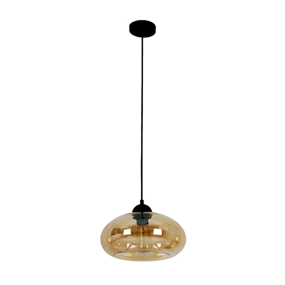 Buy Pendant Lights Australia MASON 1 Light Pendant With Amber Oval Glass - MASON7