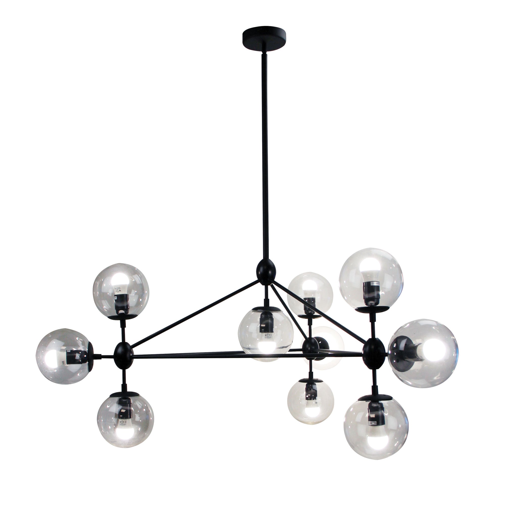 Brockton Pendant Light Black & Clear - MD60221/10BK