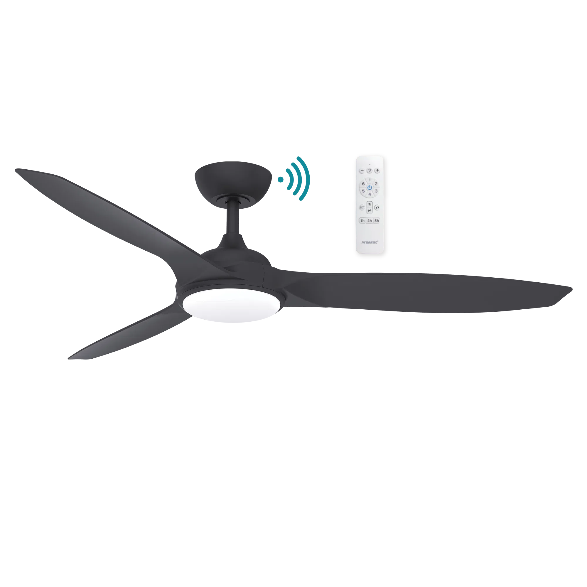 Newport DC Ceiling Fan With LED Light 56" 3 Blade Matt Black With WIFI Remote - MDCN1433M