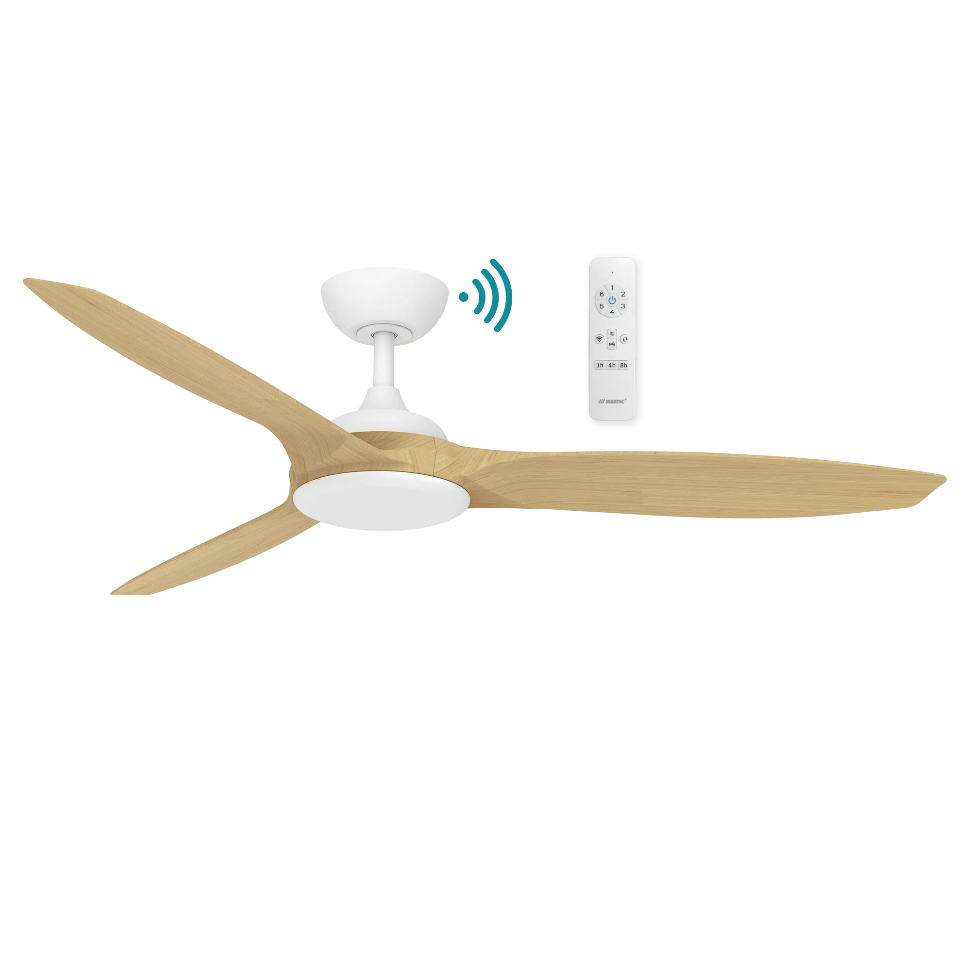 Newport DC Ceiling Fan 56" 3 Blade Matt White & Oak With WIFI Remote - MDCN143WO
