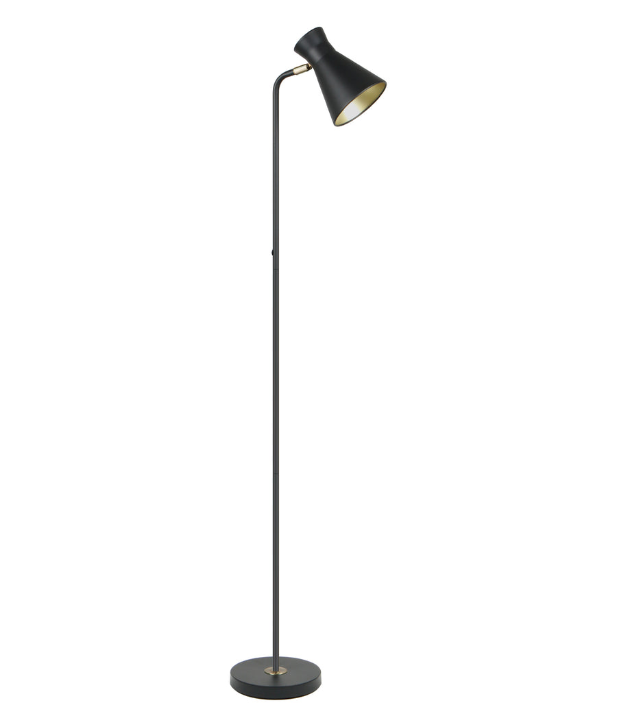 Metco Adjustable Shade Floor Lamp Sand Black & Antique Brass -  MECTO-F1