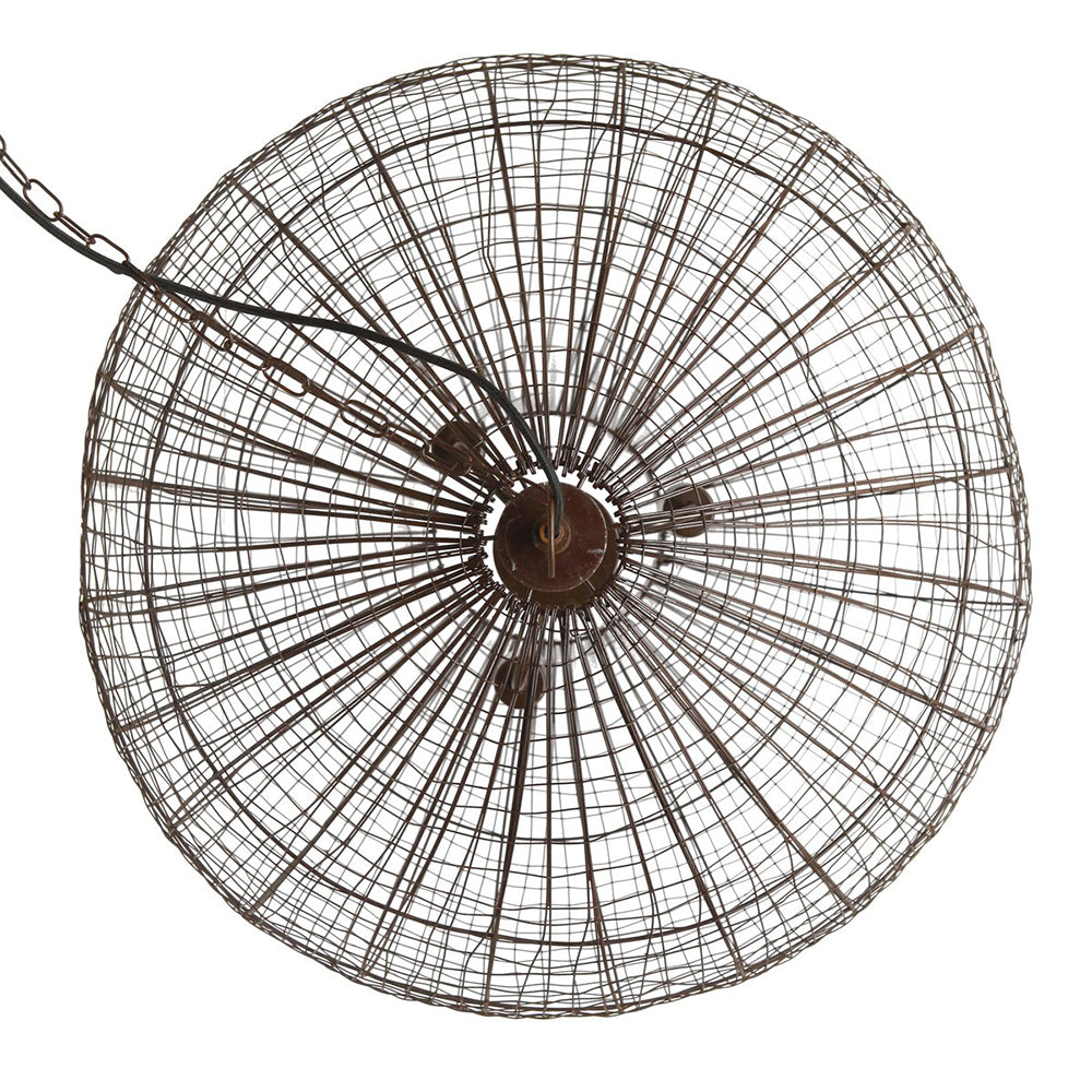 Cray Ball Large 3 Light Wire Weave Ball Pendant Antique Copper - ZAF11135