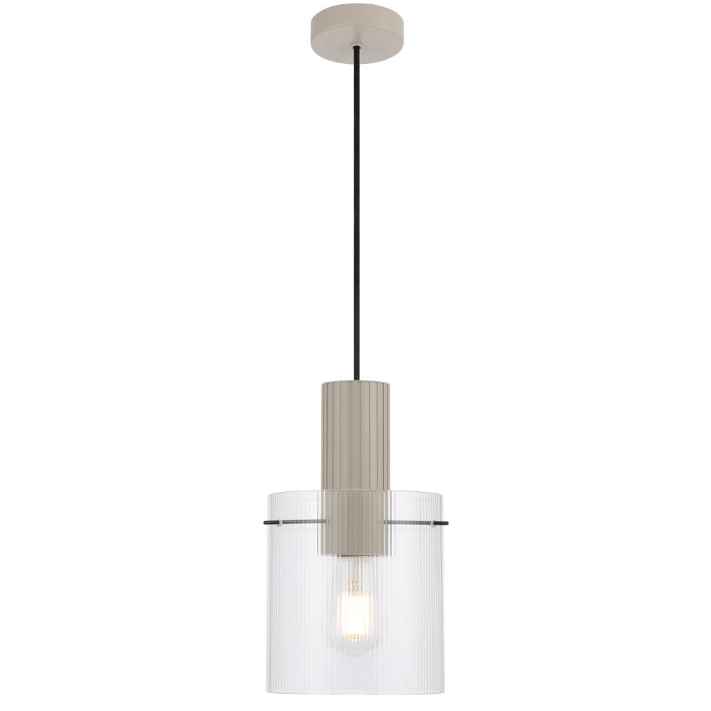 Mika 180mm Pendant Grey & Clear - MIKA PE18-GY