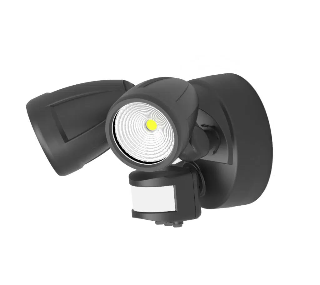 Bandit LED Security Wall Light Double Head 24W TRI Color Matt Black Without Sensor - MLXB3452M