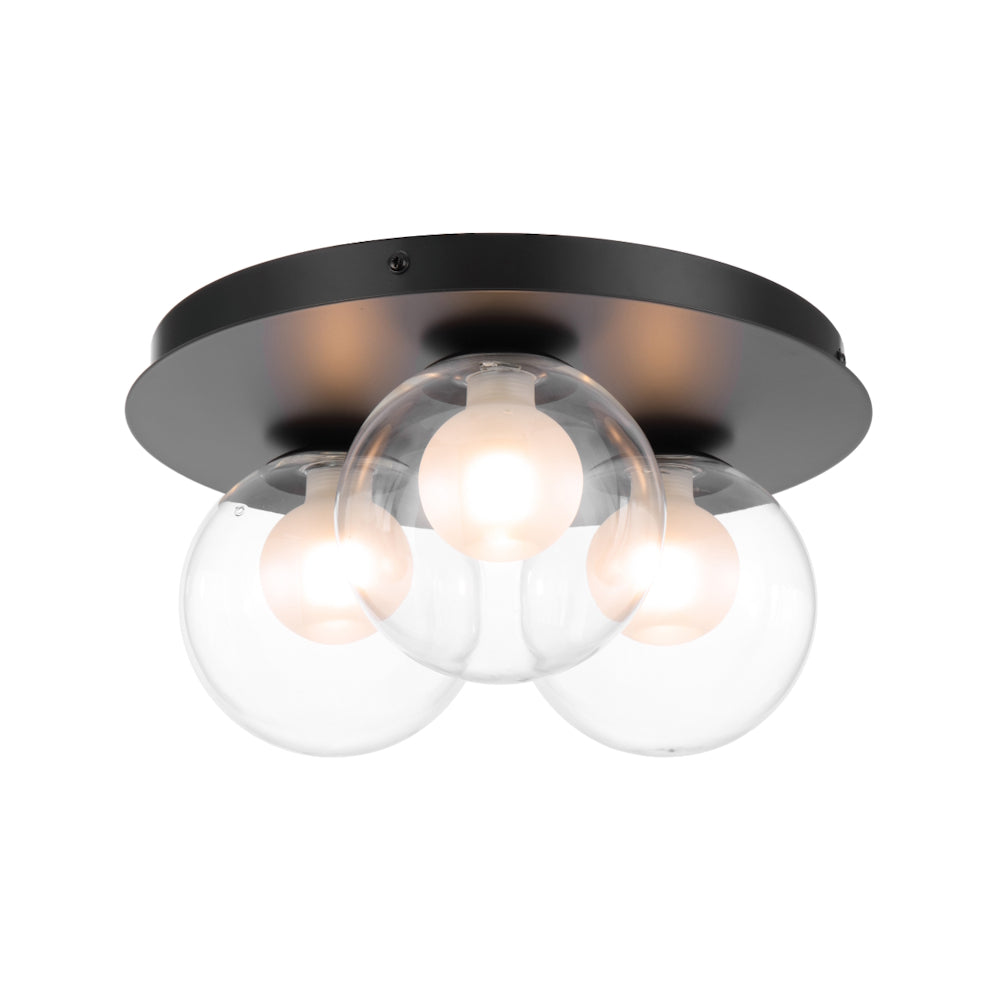 Mosari 3 Light Flush Mount Light Black Matt & Clear Opal - MOSARI CTC3-BK