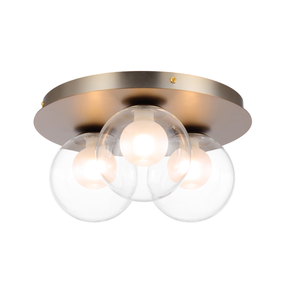Mosari 3 Light Flush Mount Light Gold Matt & Clear Opal - MOSARI CTC3-GD