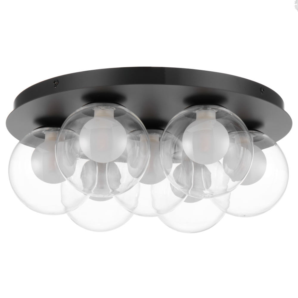 Mosari 7 Light Flush Mount Light Black Matt & Clear Opal - MOSARI CTC7-BK