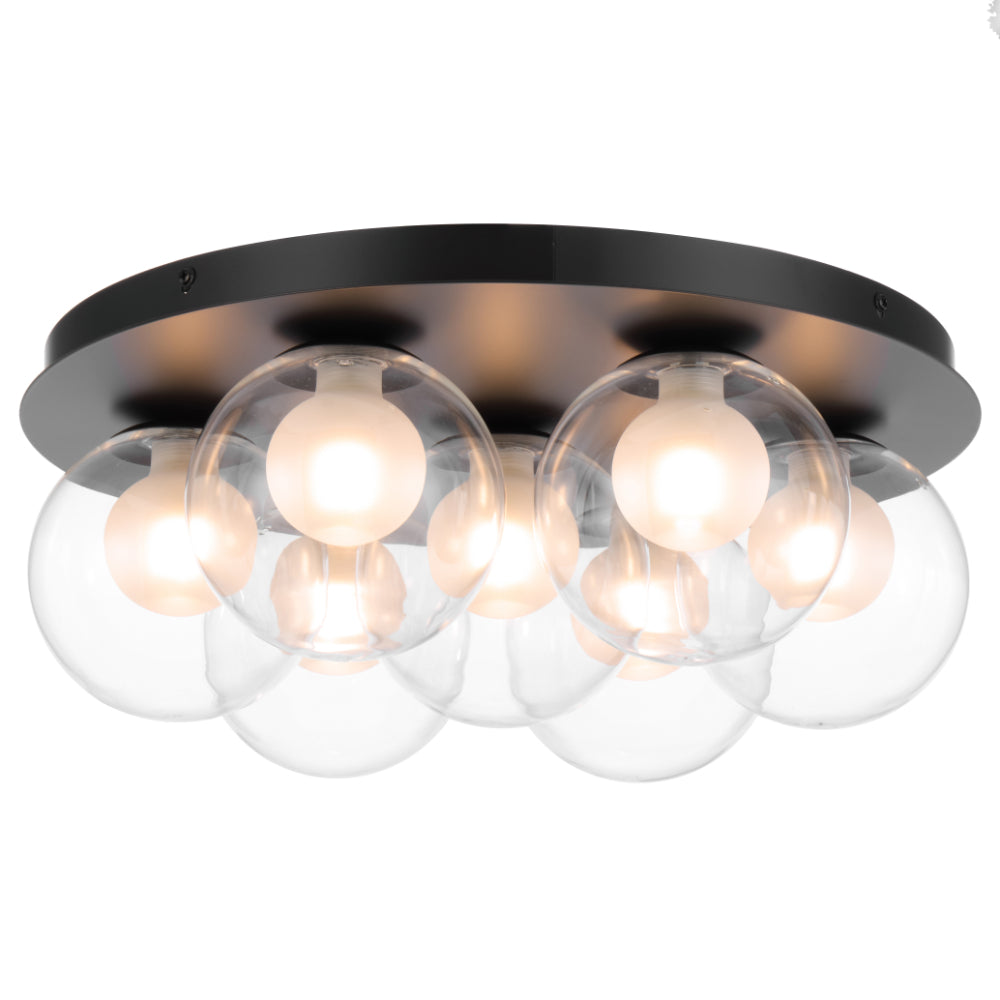Mosari 7 Light Flush Mount Light Black Matt & Clear Opal - MOSARI CTC7-BK