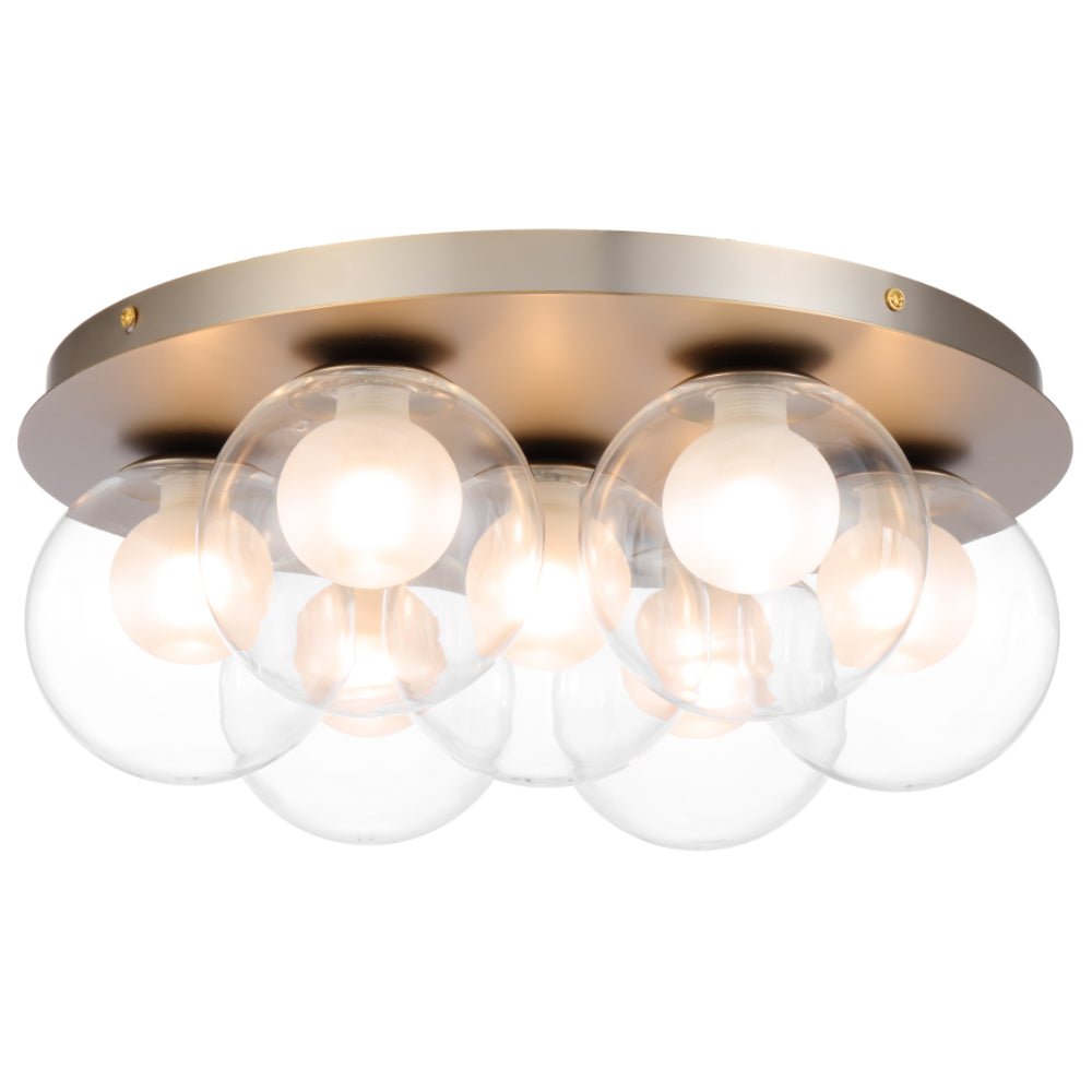 Mosari 7 Light Flush Mount Light Gold Matt & Clear Opal - MOSARI CTC7-GD