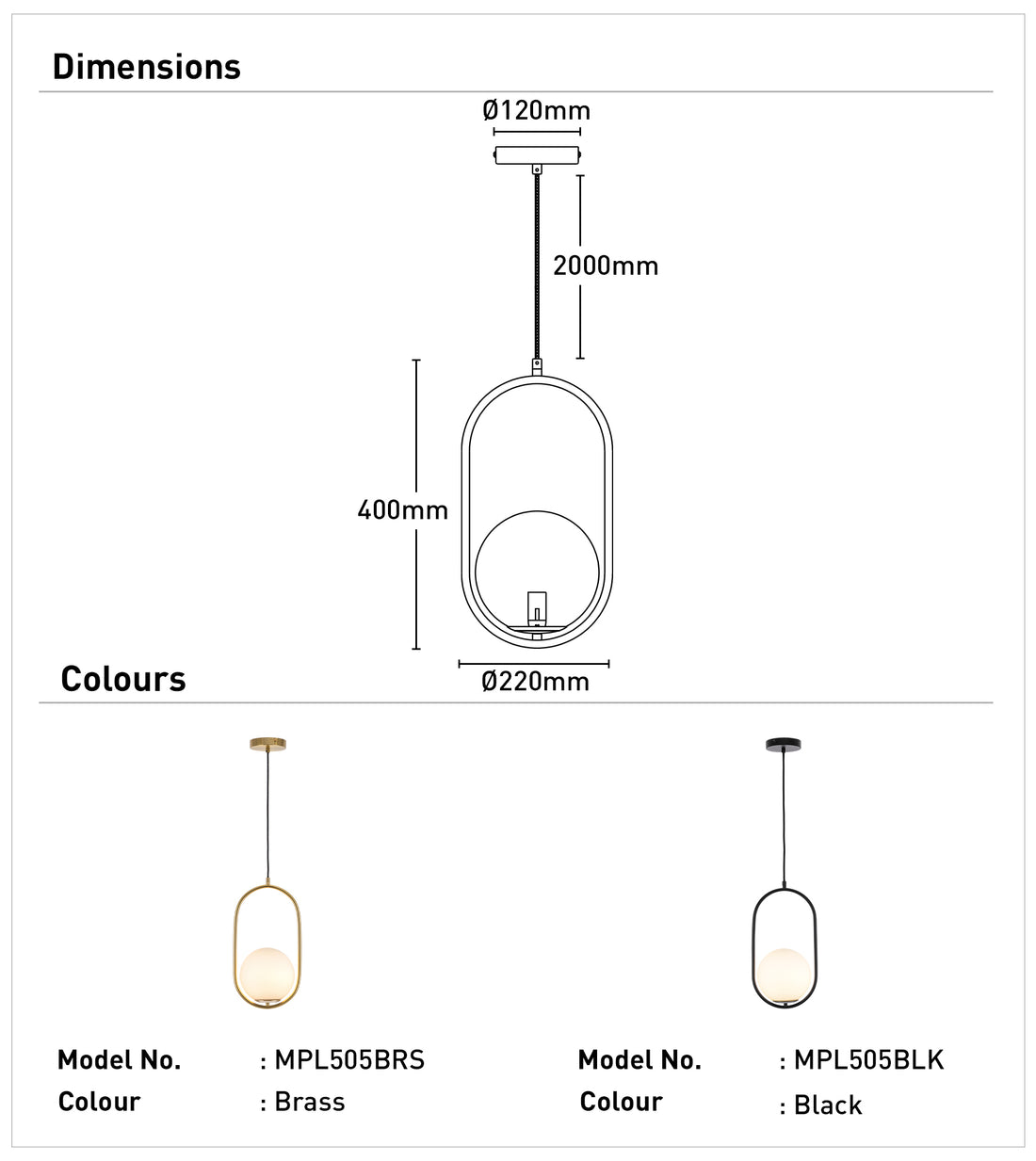 Ava 1 Light Pendant Brushed Brass - MPL505BRS