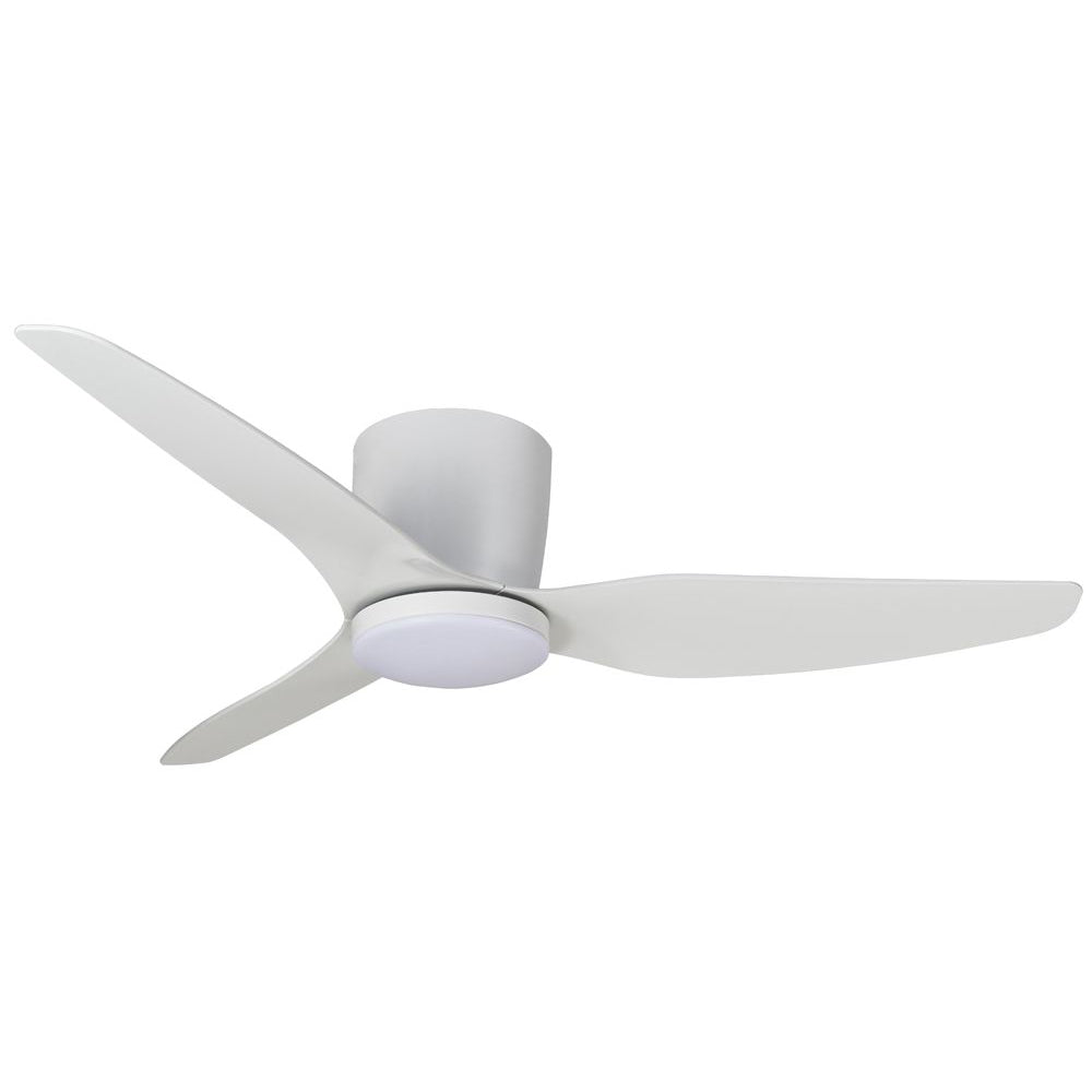 Buy AC Ceiling Fans With Light Australia Flush Close to Ceiling 3 Blade 50" Hugger Ceiling Fan with 16W LED Light Tricolour White Satin - MFF1333WS