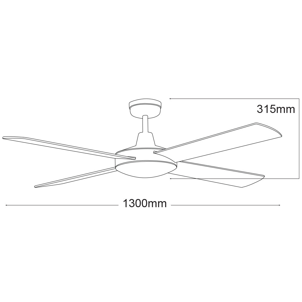 Buy DC Ceiling Fans With Light Australia Lifestyle DC Motor 52" 4 Blade Ceiling Fan & 24W Tricolour LED Light with Remote Control White - DLDC1343WR