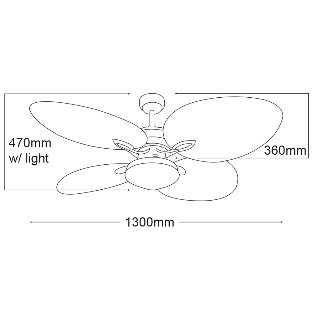 Buy AC Ceiling Fans Australia Oasis 52" 4 ABS Blade Palm Leaf Ceiling Fan Only Old Bronze - MOF134OB