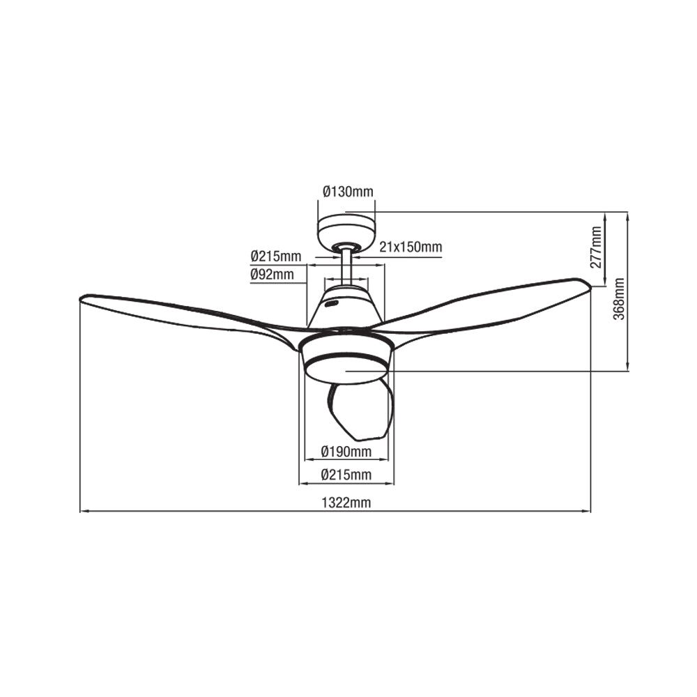 Buy AC Ceiling Fans Australia Triumph 52" 3 Blade Ceiling Fan Only White Satin - MTF133WS