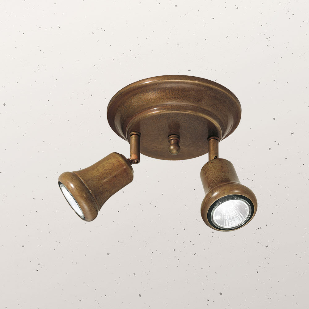 Mini Brass Double Spotlight Pre Aged - IL.208.22.OO