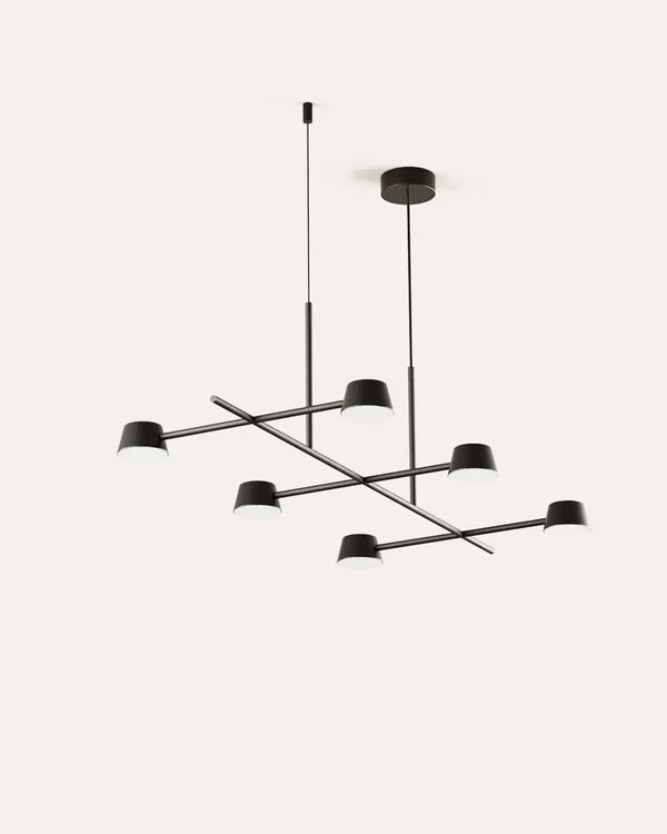 Nera 6 Light LED Pendant 8W 3000K Black - ARO.C1229/6