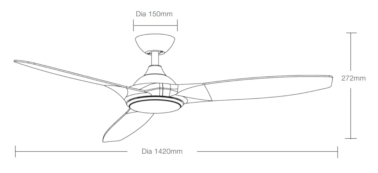 Newport DC Ceiling Fan With LED Light 56" 3 Blade Matt White & Oak With WIFI Remote - MDCN1433WO