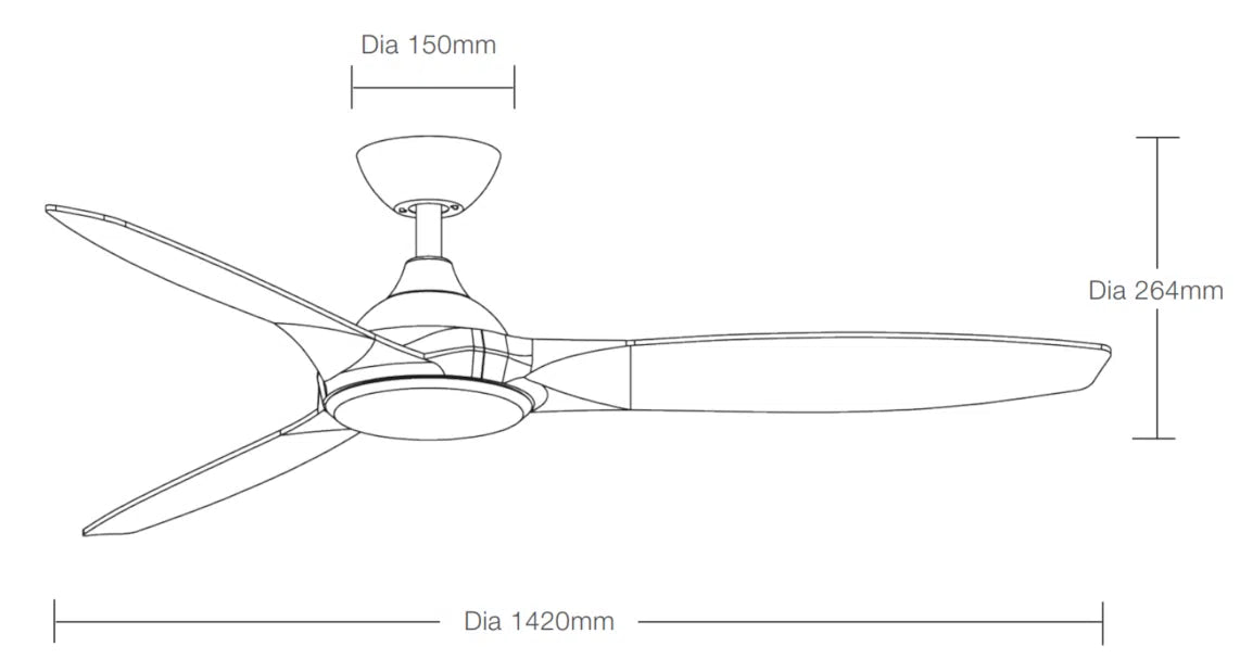 Newport DC Ceiling Fan 56" 3 Blade Old Bronze & Walnut With WIFI Remote - MDCN143OWN