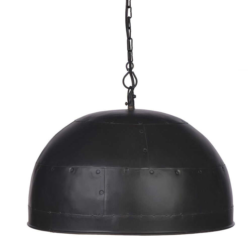 Noir Small 1 Light Iron Dome Pendant Black With Gold Interior - ZAF10402