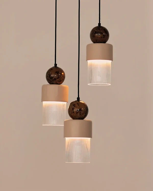 Glamm LED Pendant 9W 2700K Brown Marble & Nude Ceramic - ARO.C1130/NEG/TBC-TBC