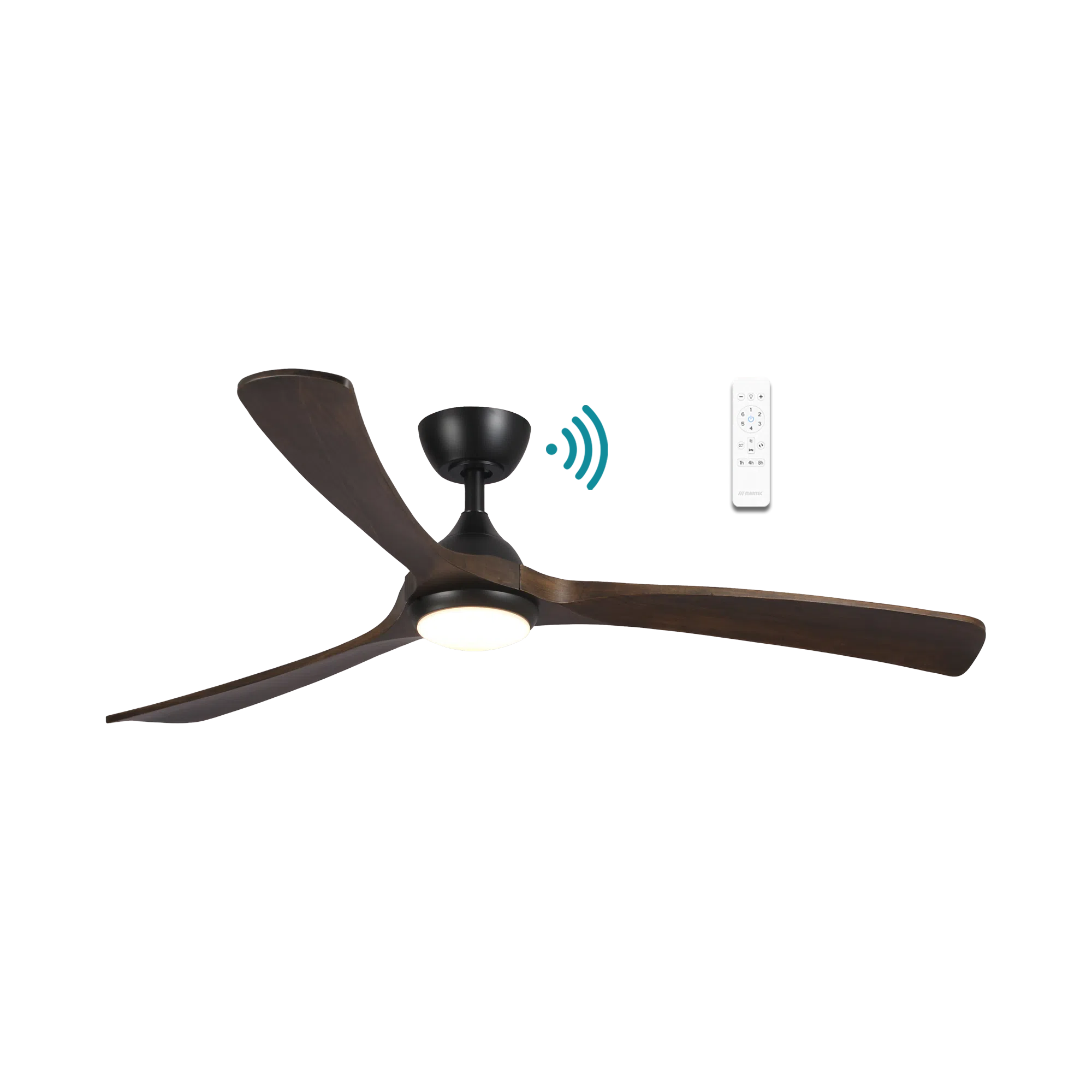 Norfolk DC Ceiling Fan With LED Light 48" 3 Blade Matt Black & Walnut With WIFI Remote - MNDC1233MW