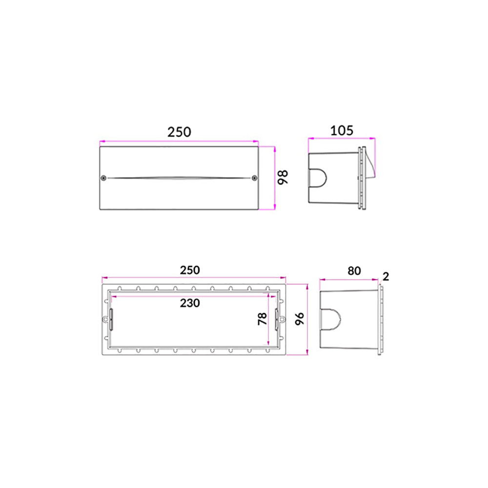 Buy Exterior Wall Lights Australia Ogatri Recessed Exterior Wall Light Dark Grey Polycarbonate 3CCT - OGATRI1