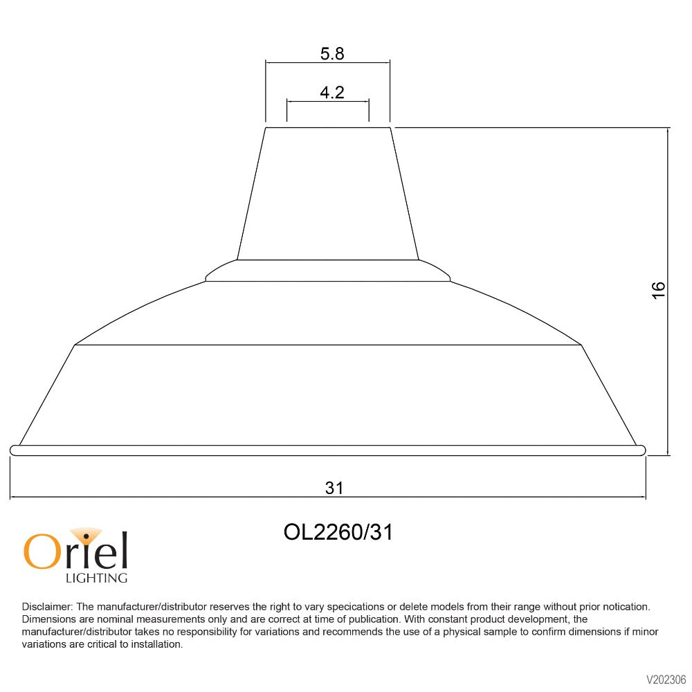 WAREHOUSE Shade Only W310mm For Pendant White Steel - OL2260/31WH