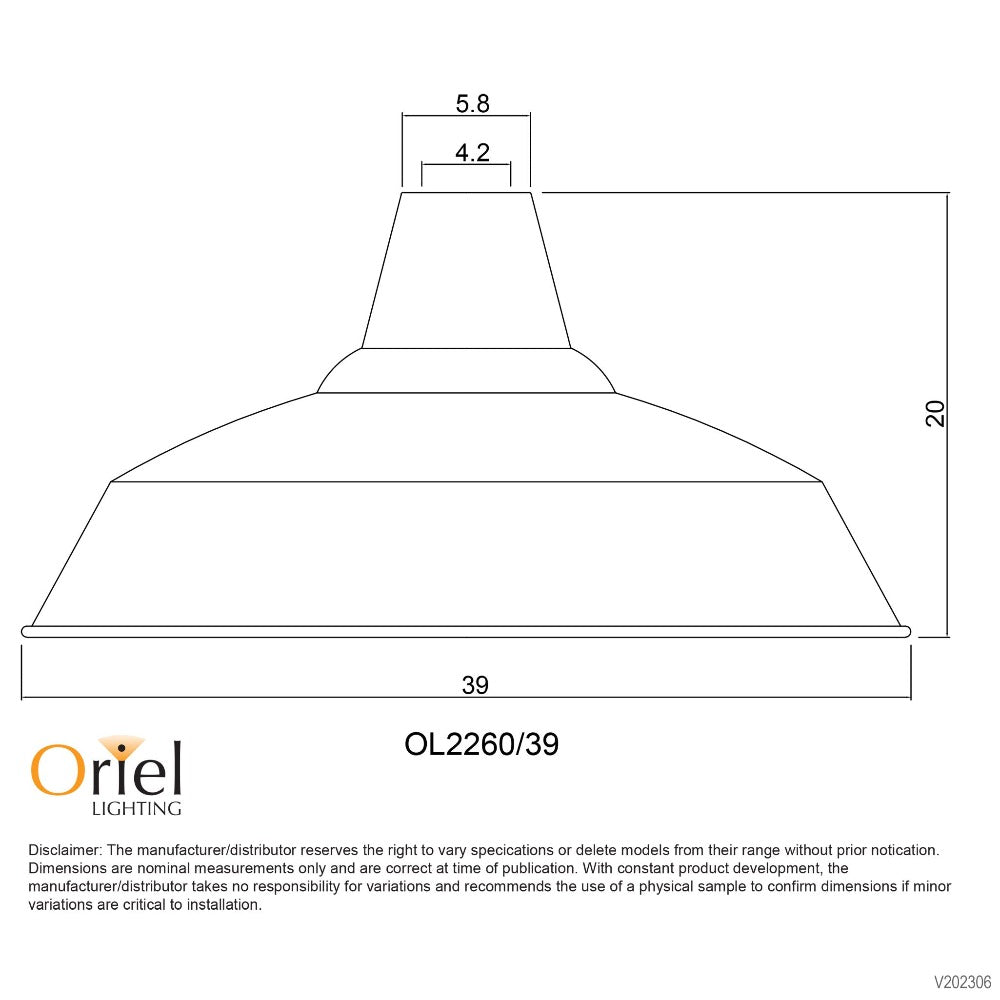 WAREHOUSE Shade Only W390mm For Pendant White Steel - OL2260/39WH