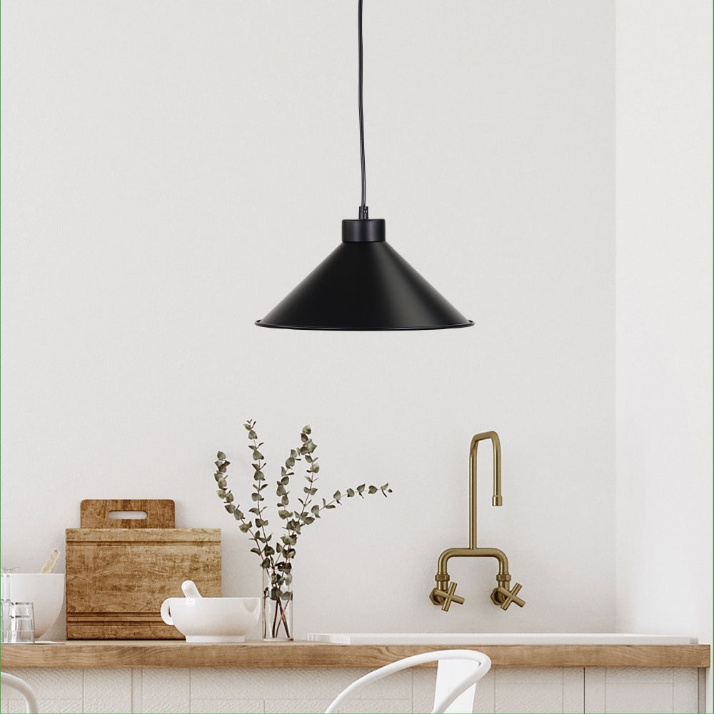 Buy Lamp Shades Australia WAREHOUSE Shade Only W390mm For Pendant Black Steel- OL2260/39BK