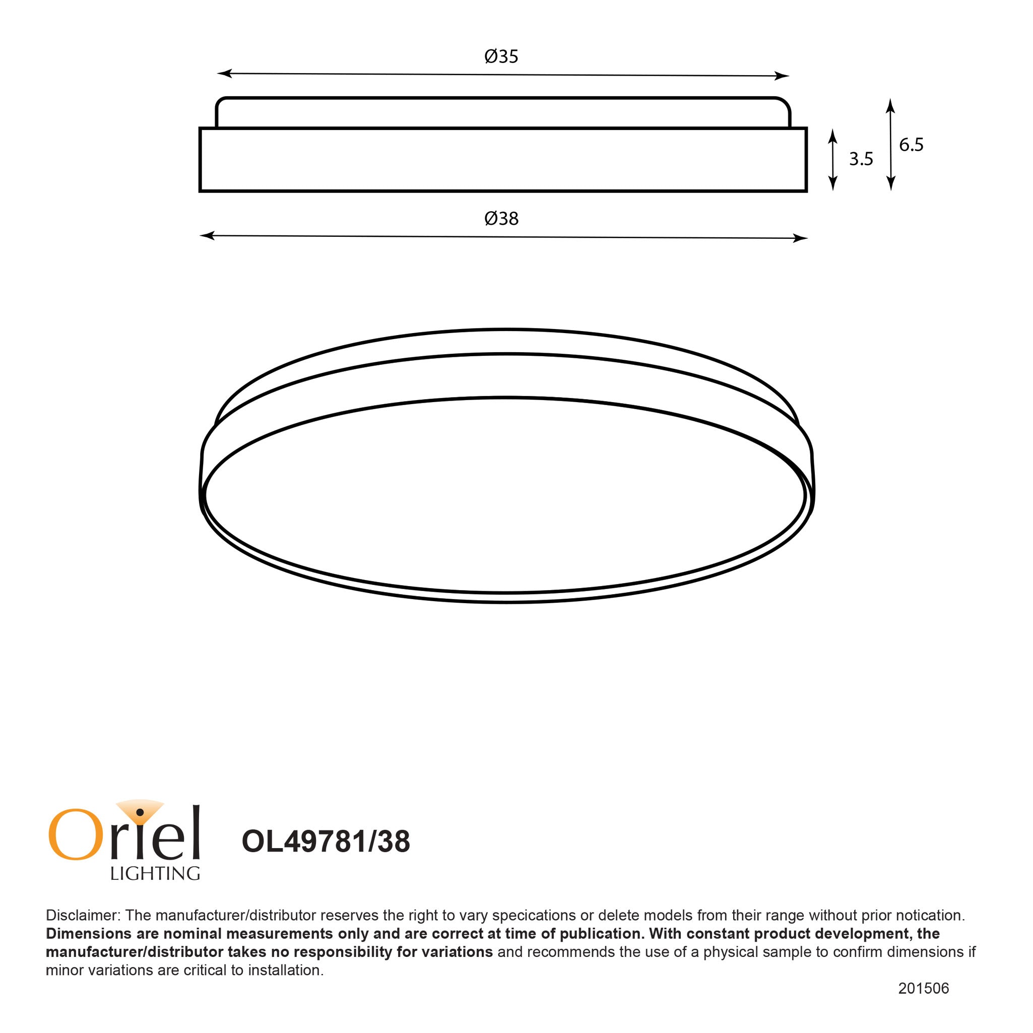 Leena 380mm LED Wall Light 24W Tri Colour White - OL49781/38WH
