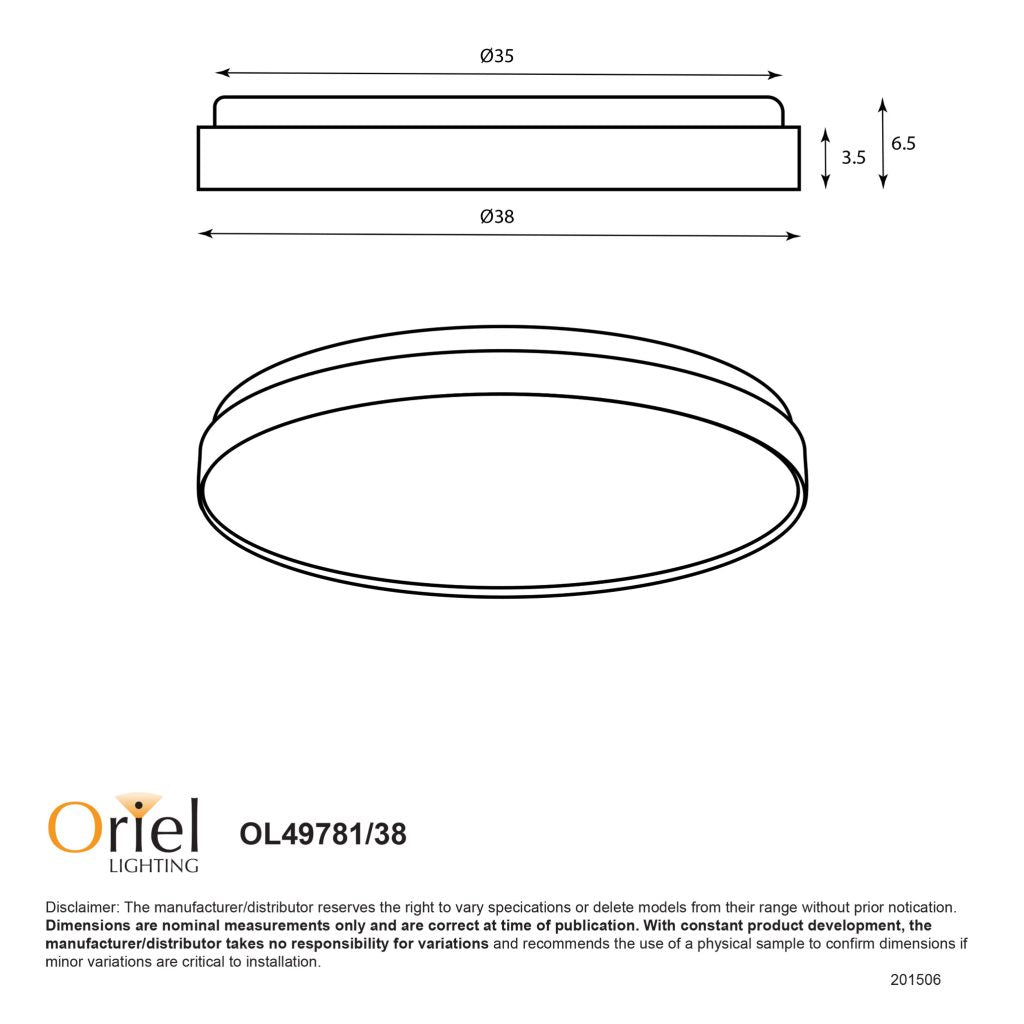 Leena 380mm LED Wall Light 24W Tri Colour Black - OL49781/38BK