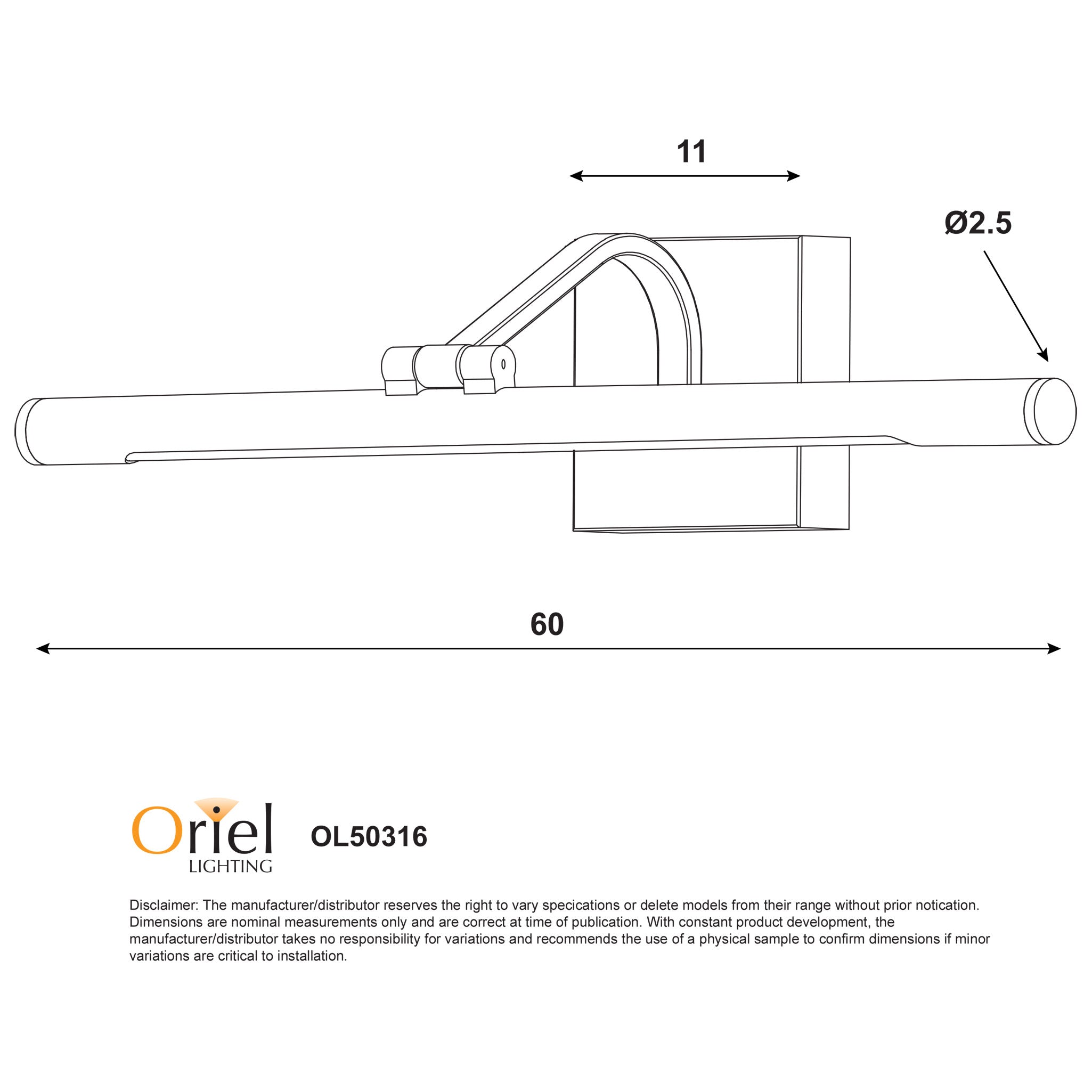 Kinden LED Vanity Light 10W Tri Color Chrome - OL50316CH