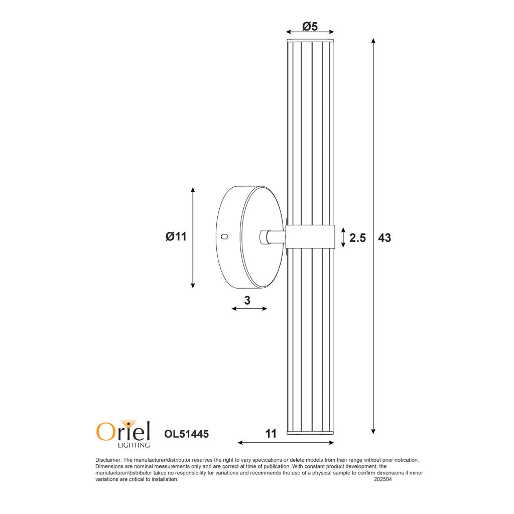 Sassy LED Wall Light 8W Tri Colour Chrome - OL51445CH