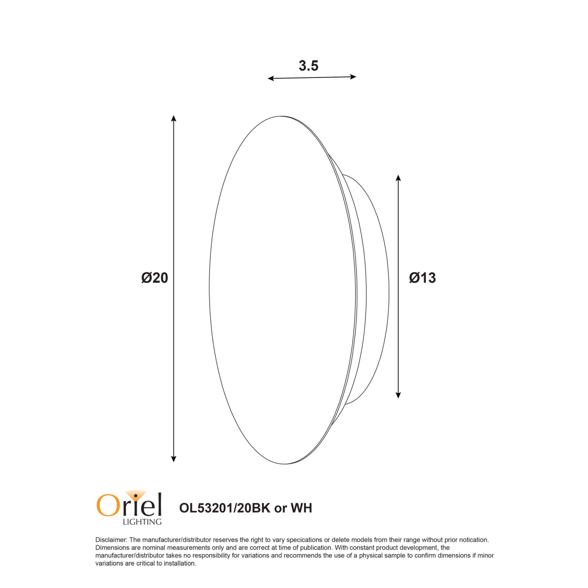 Dot Small LED Wall Light 8W TRI Colour White - OL53201/20WH