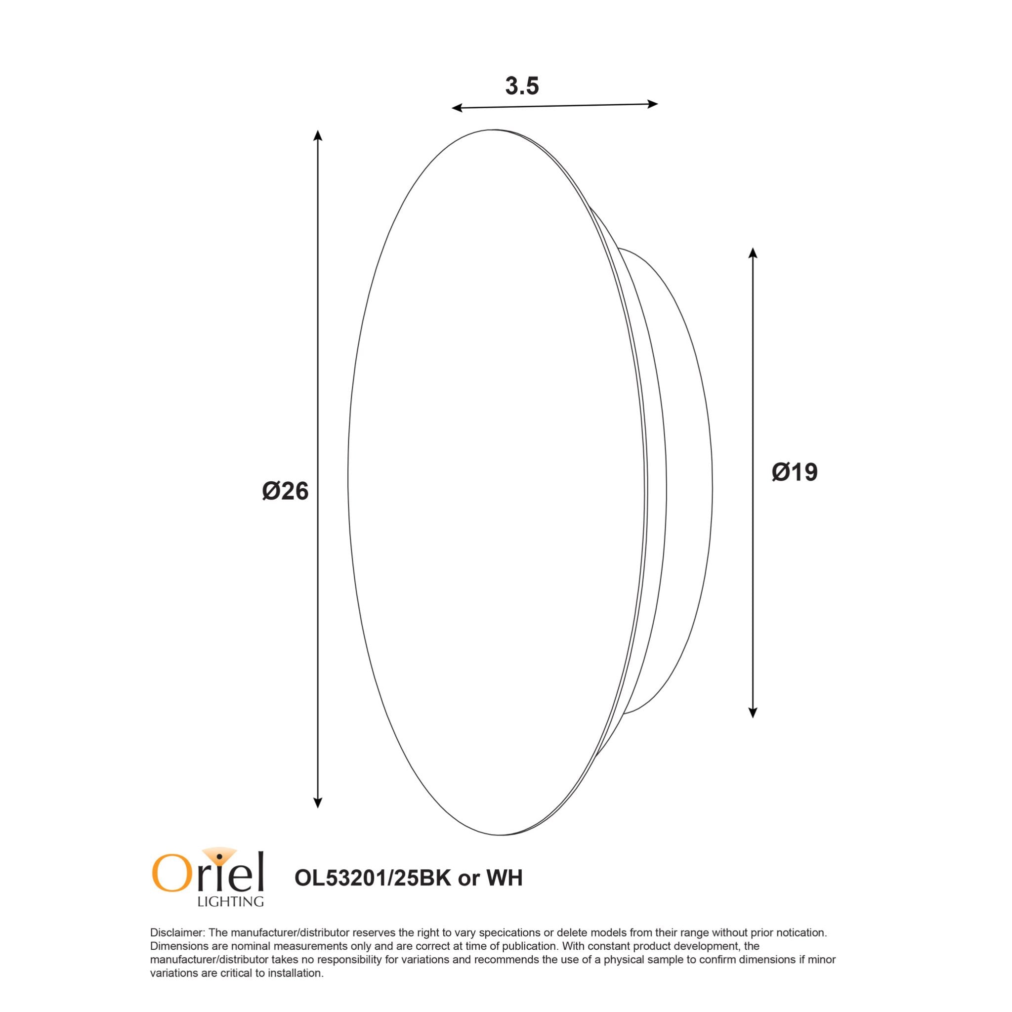 Dot Large LED Wall Light 14W TRI Colour Black - OL53201/25BK