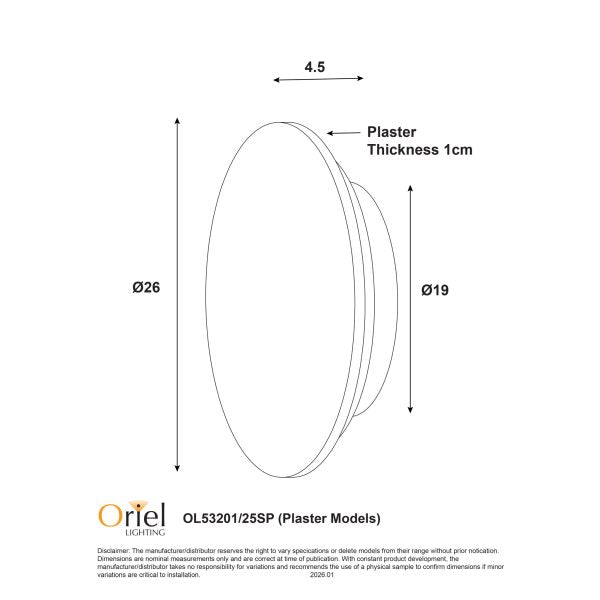 Dot 25 LED Scalloped Plaster Wall Light 14W Tri Colour White - OL53201/25SP