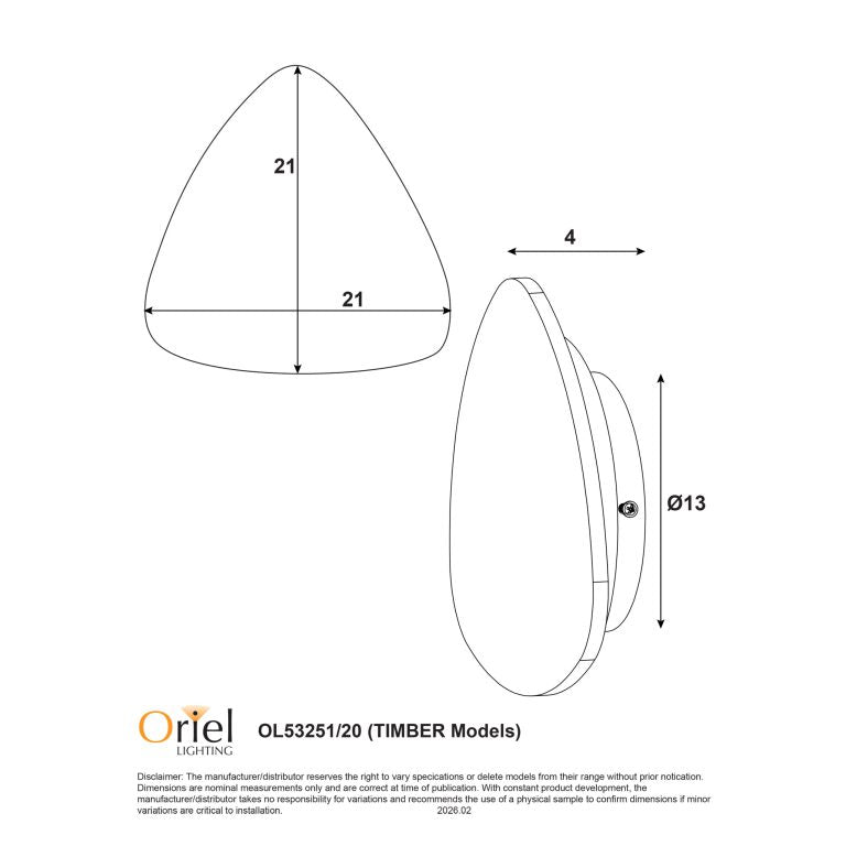 Reul LED Wall Light 9W Tri Colour Natural - OL53251/20NAT