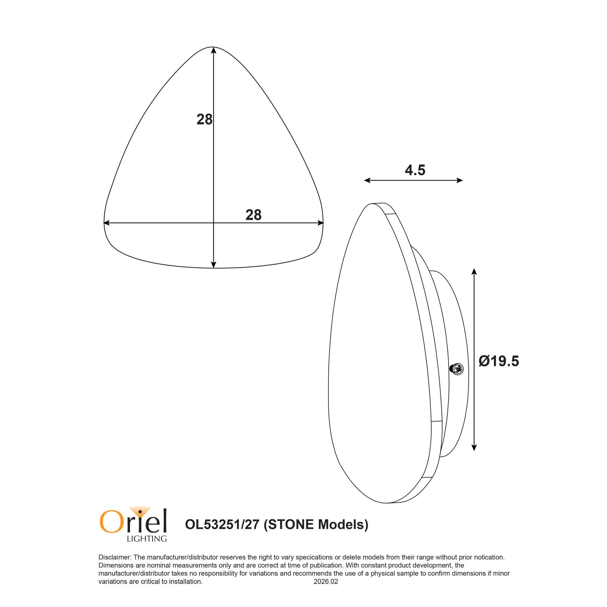 Reul LED Wall Light 14W Tri Colour Travertine - OL53251/27TR