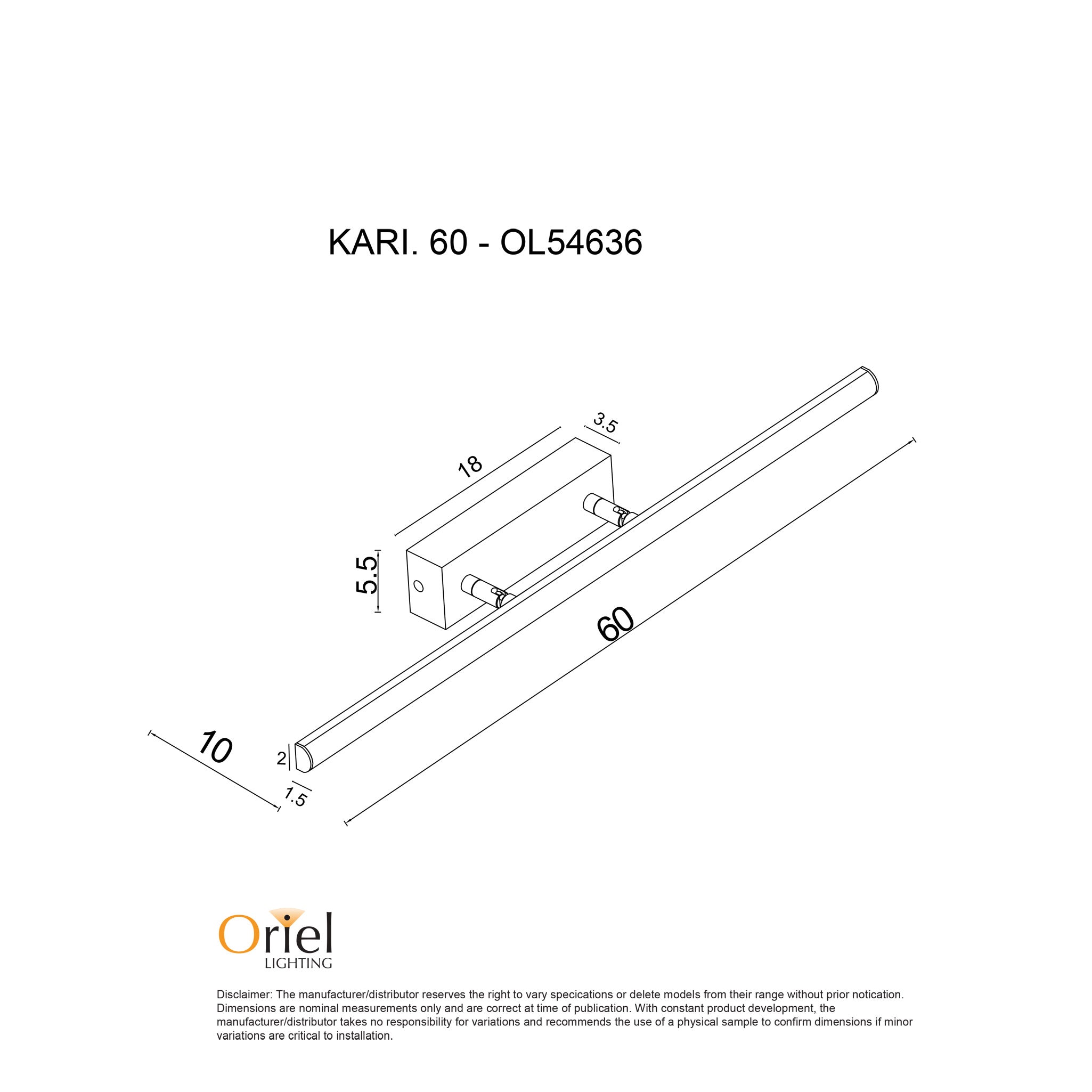 Kari Vanity Light 18W TRI Colour Chrome - OL54636CH