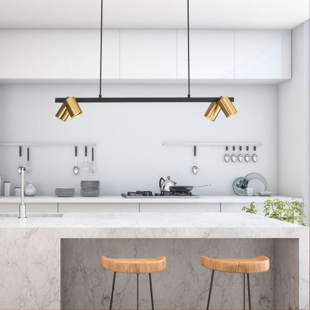 Buy Island Pendant Lights Australia BRIDGE Island Pendant 4 Lights Black / Satin Brass - OL56013/4SB