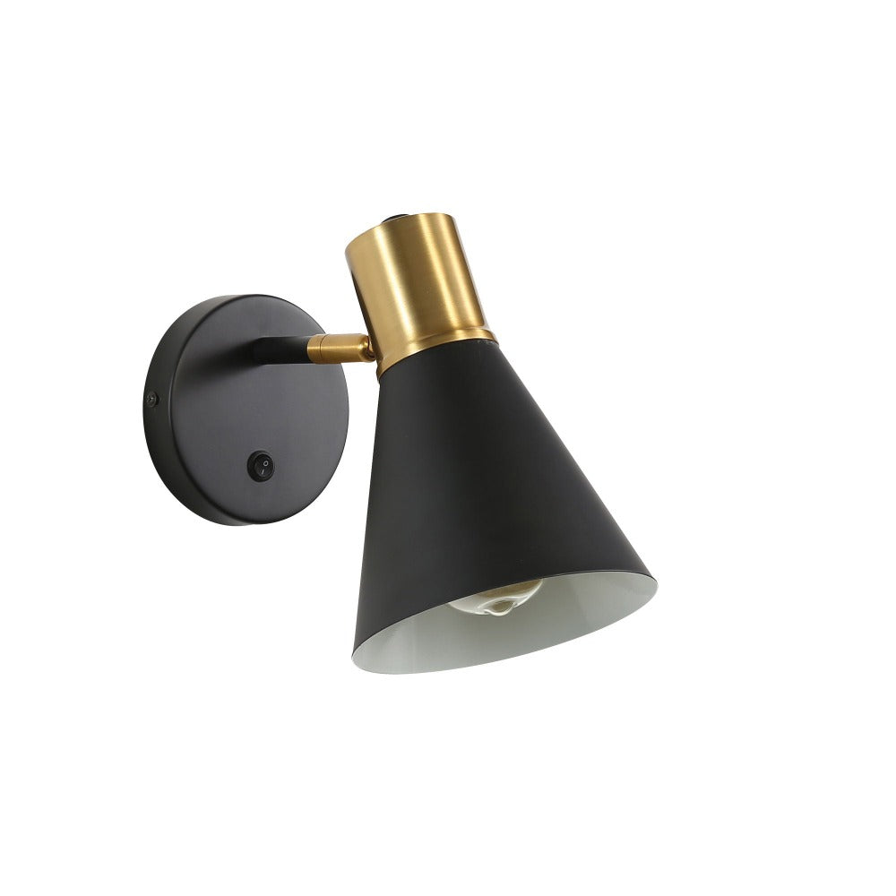 NORBERT Wall Light Black & Satin Brass - OL56213SB